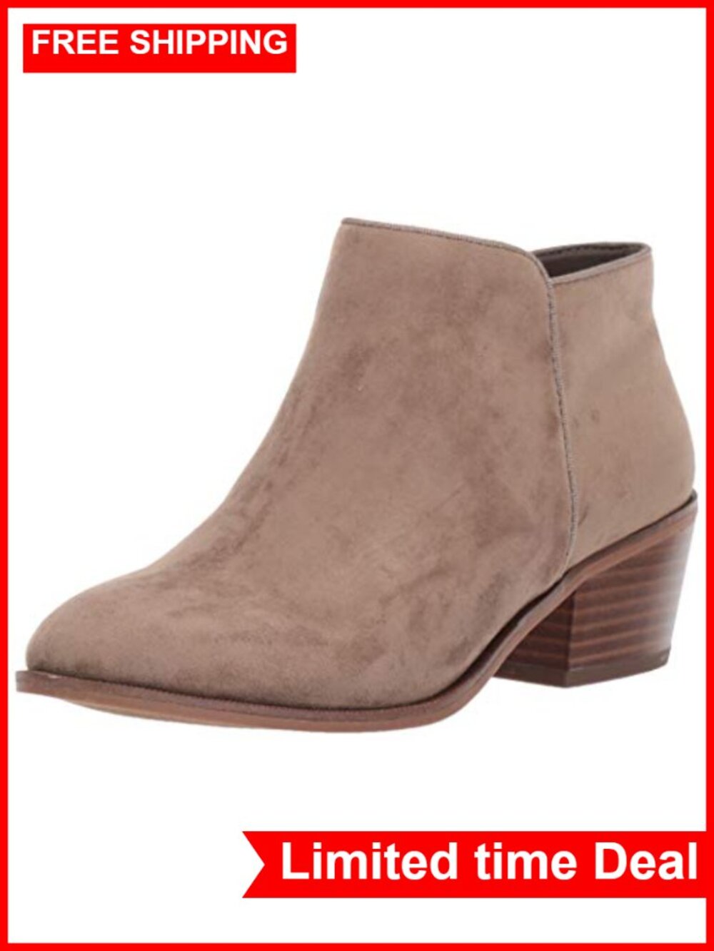 Low Heel Ankle Boots with Side Zipper Stacked Block Cuban Heel Faux Suede